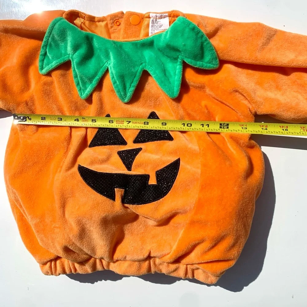 Pumpkin Plush Baby Costume - Orange Jack-o'-Lantern Size 12-18 Months - Picture 7 of 15